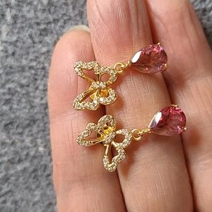 Natural Pink Mystic Topaz .925 Sterling Silver Drop Butterfly Earrings